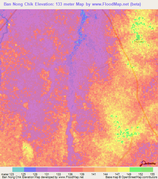 Ban Nong Chik,Thailand Elevation Map