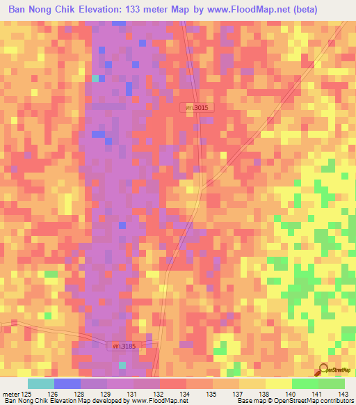 Ban Nong Chik,Thailand Elevation Map