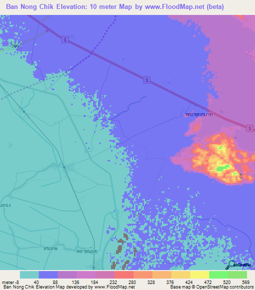 Ban Nong Chik,Thailand Elevation Map