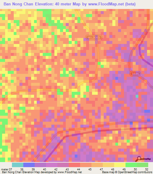 Ban Nong Chan,Thailand Elevation Map