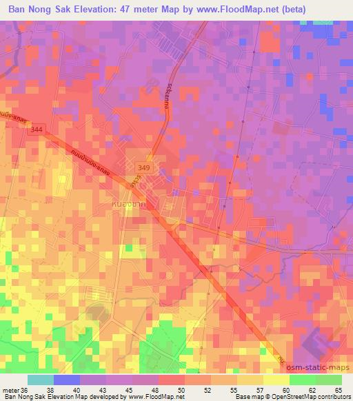 Ban Nong Sak,Thailand Elevation Map