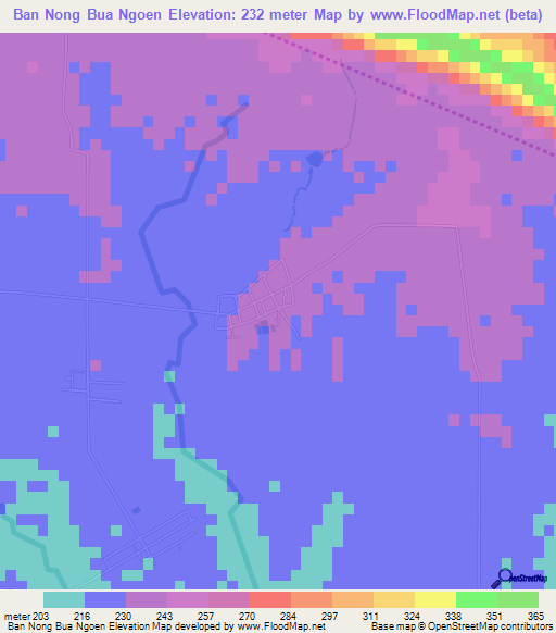 Ban Nong Bua Ngoen,Thailand Elevation Map