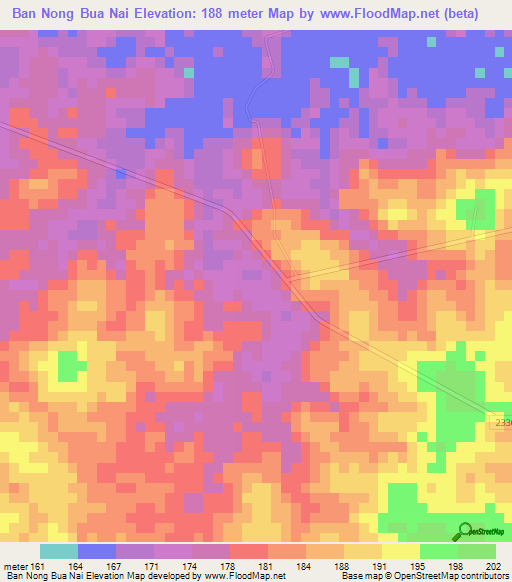 Ban Nong Bua Nai,Thailand Elevation Map