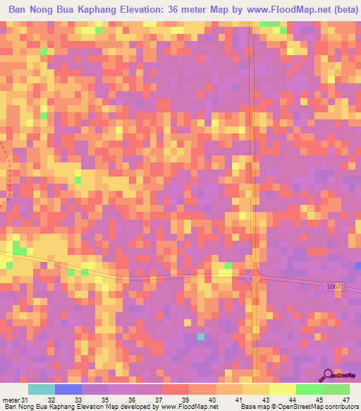 Ban Nong Bua Kaphang,Thailand Elevation Map