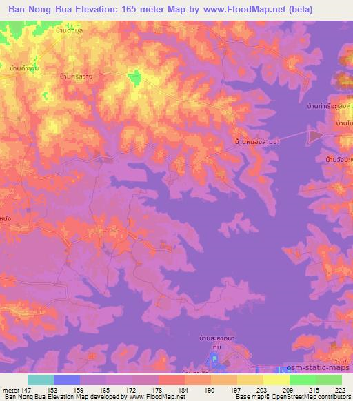 Ban Nong Bua,Thailand Elevation Map