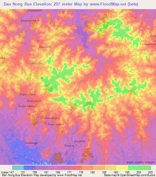 Ban Nong Bua,Thailand Elevation Map