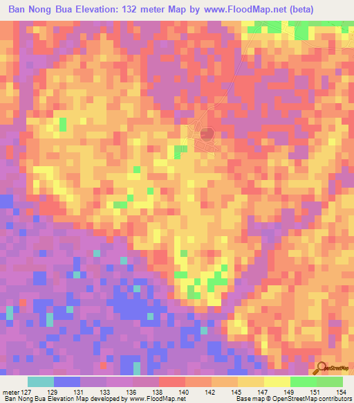 Ban Nong Bua,Thailand Elevation Map