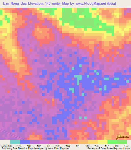 Ban Nong Bua,Thailand Elevation Map