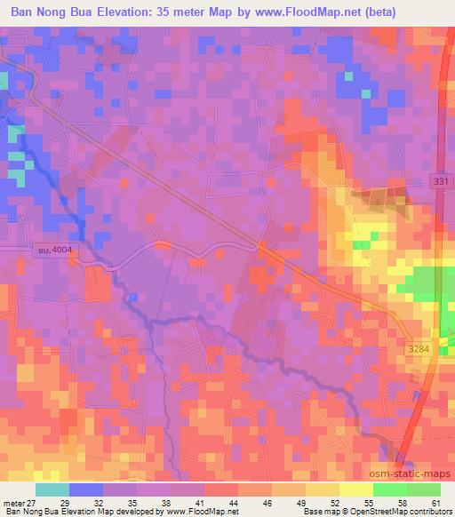 Ban Nong Bua,Thailand Elevation Map