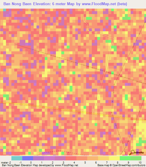 Ban Nong Baen,Thailand Elevation Map