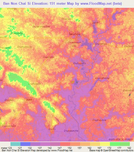 Ban Non Chai Si,Thailand Elevation Map
