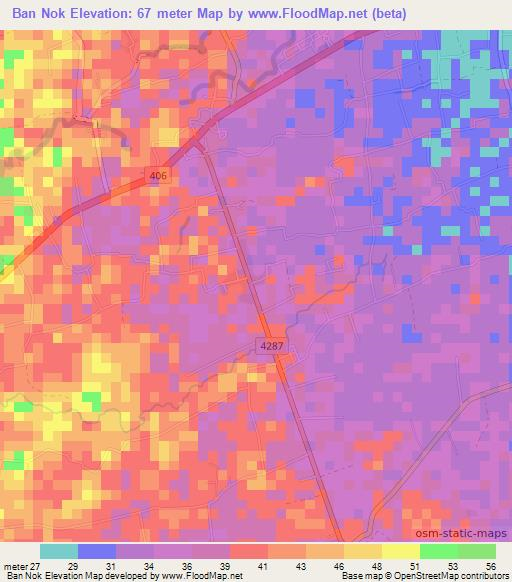 Ban Nok,Thailand Elevation Map