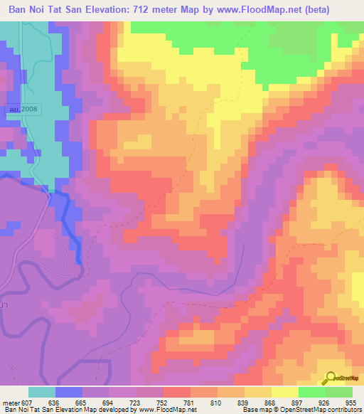 Ban Noi Tat San,Thailand Elevation Map