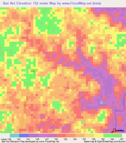 Ban Noi,Thailand Elevation Map