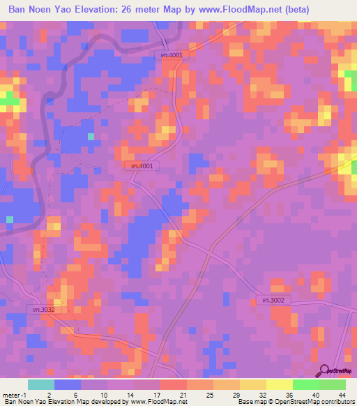 Ban Noen Yao,Thailand Elevation Map