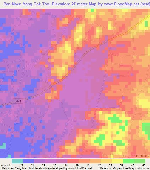 Ban Noen Yang Tok Thoi,Thailand Elevation Map