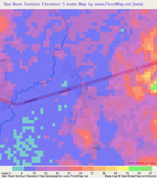 Ban Noen Sombun,Thailand Elevation Map