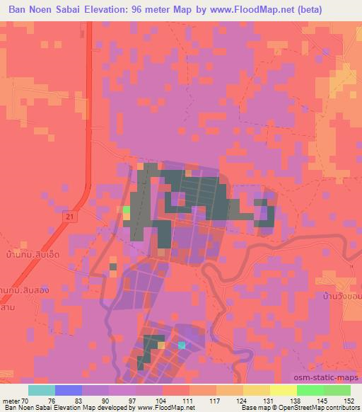 Ban Noen Sabai,Thailand Elevation Map