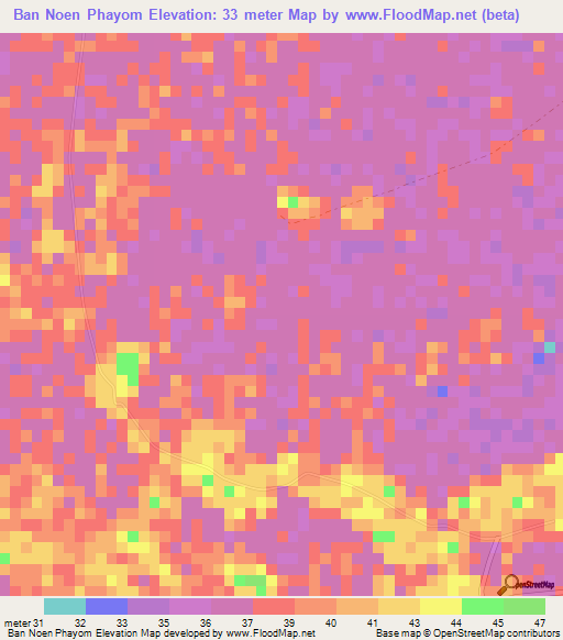 Ban Noen Phayom,Thailand Elevation Map