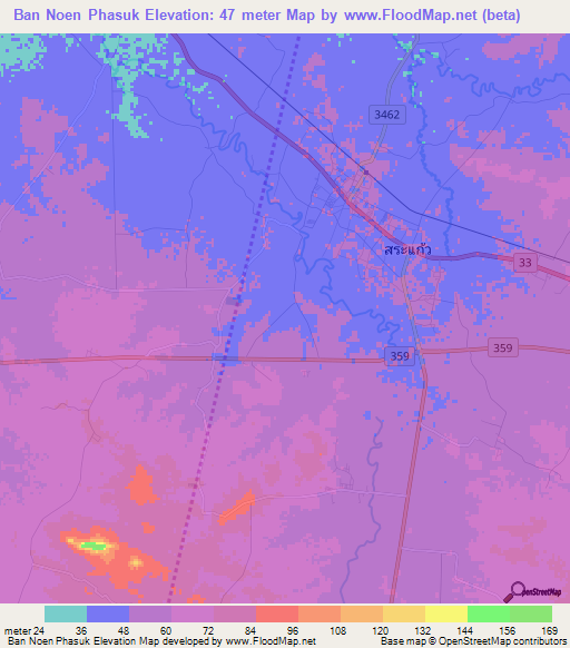 Ban Noen Phasuk,Thailand Elevation Map