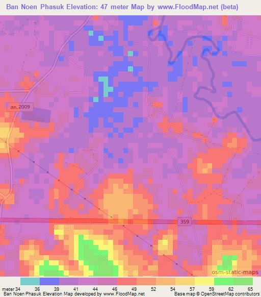 Ban Noen Phasuk,Thailand Elevation Map