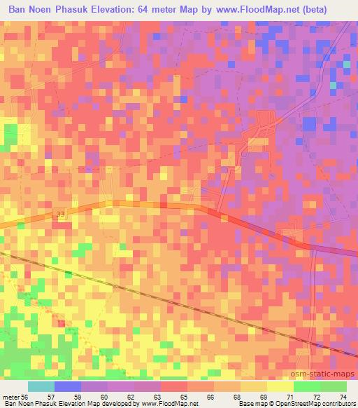 Ban Noen Phasuk,Thailand Elevation Map