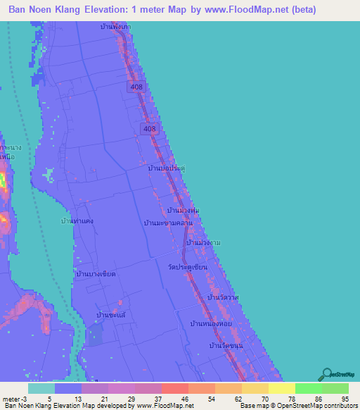 Ban Noen Klang,Thailand Elevation Map