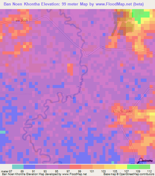 Ban Noen Khontha,Thailand Elevation Map