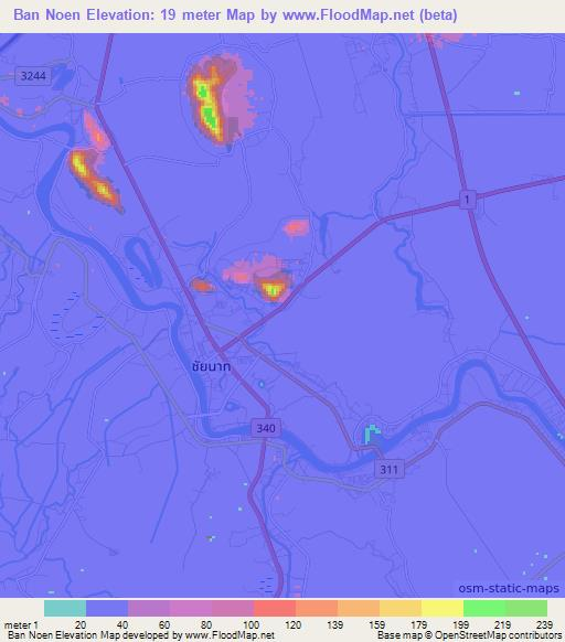 Ban Noen,Thailand Elevation Map