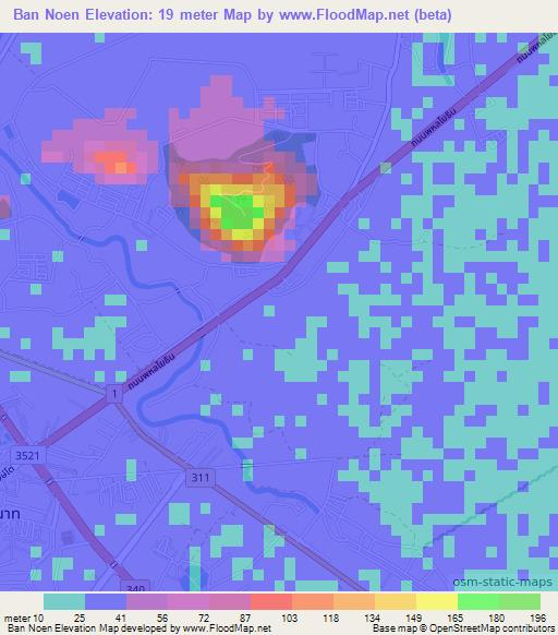 Ban Noen,Thailand Elevation Map