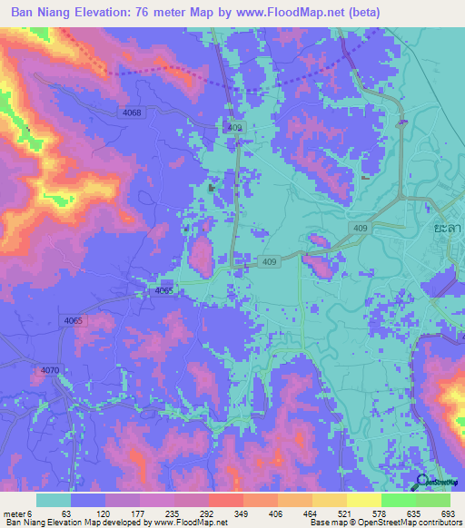 Ban Niang,Thailand Elevation Map