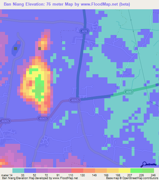 Ban Niang,Thailand Elevation Map