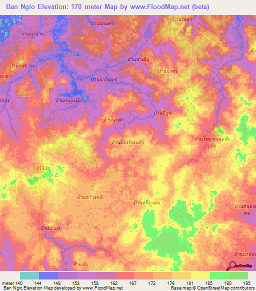 Ban Ngio,Thailand Elevation Map