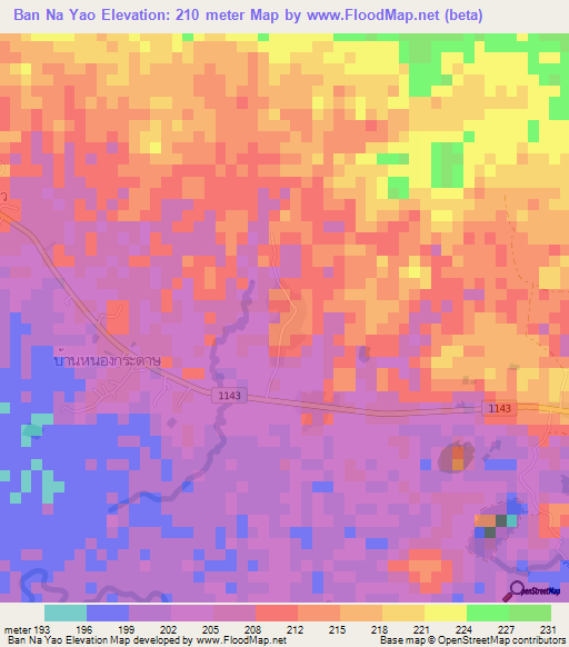 Ban Na Yao,Thailand Elevation Map