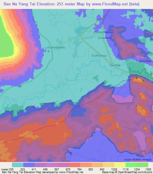 Ban Na Yang Tai,Thailand Elevation Map