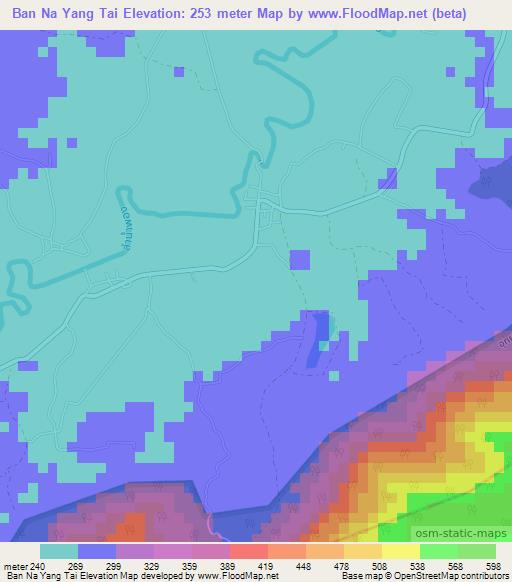 Ban Na Yang Tai,Thailand Elevation Map