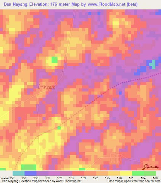 Ban Nayang,Thailand Elevation Map