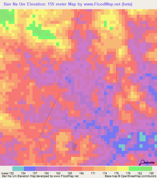 Ban Na Um,Thailand Elevation Map