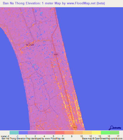 Ban Na Thong,Thailand Elevation Map