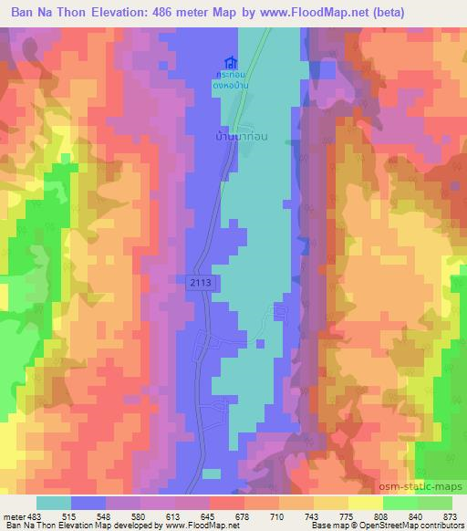 Ban Na Thon,Thailand Elevation Map