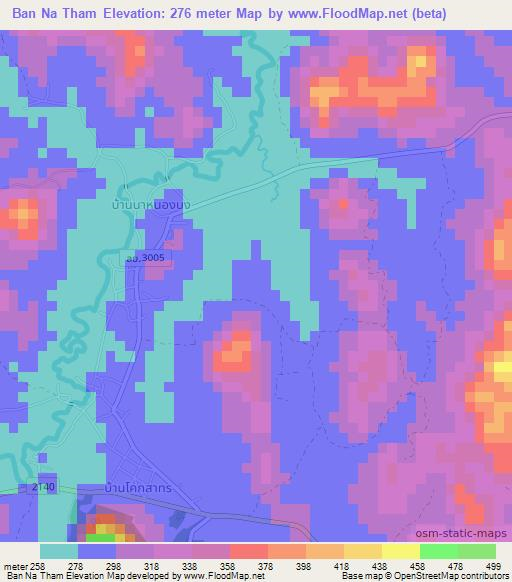 Ban Na Tham,Thailand Elevation Map