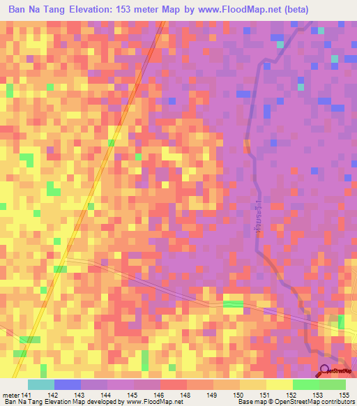 Ban Na Tang,Thailand Elevation Map