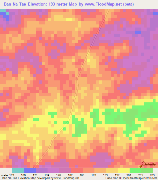 Ban Na Tae,Thailand Elevation Map