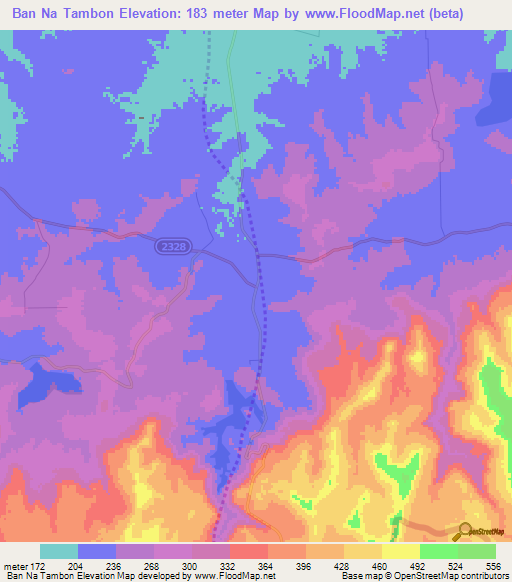 Ban Na Tambon,Thailand Elevation Map