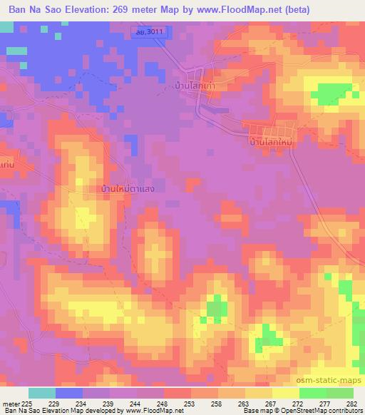 Ban Na Sao,Thailand Elevation Map