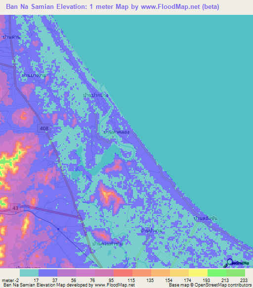Ban Na Samian,Thailand Elevation Map