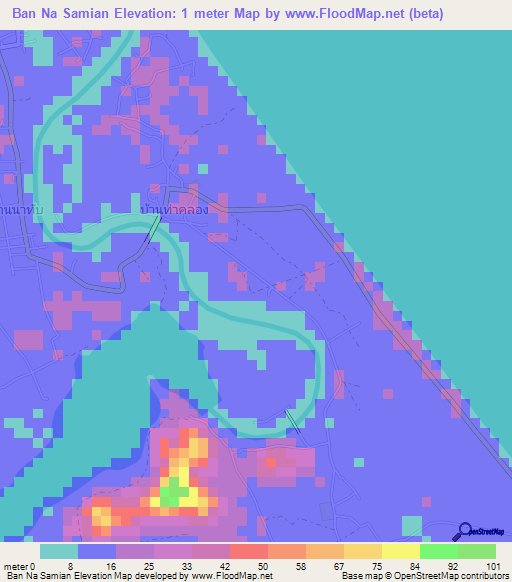 Ban Na Samian,Thailand Elevation Map