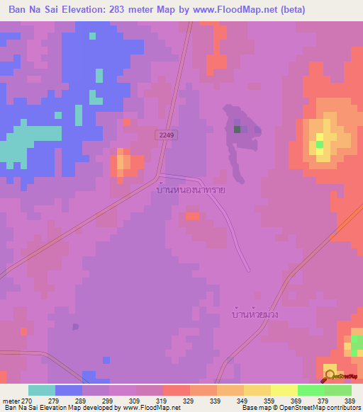 Ban Na Sai,Thailand Elevation Map
