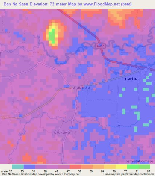 Ban Na Saen,Thailand Elevation Map