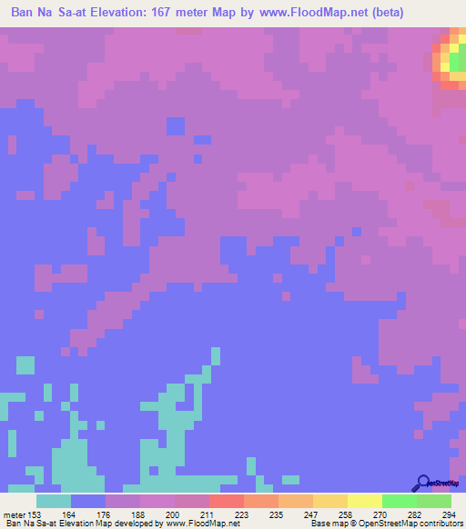 Ban Na Sa-at,Thailand Elevation Map